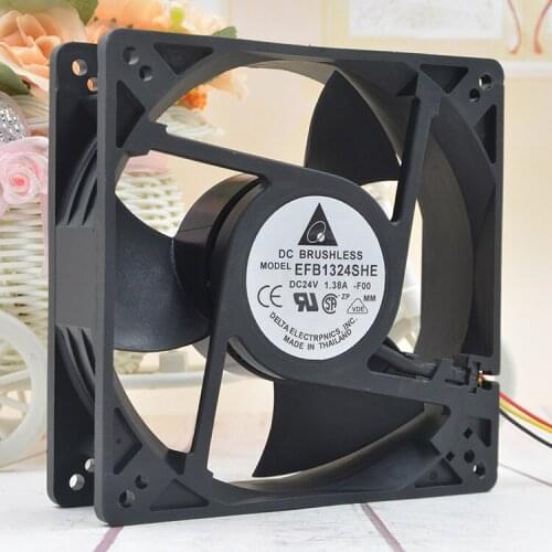 Delta EFB1324SHE DC 24V 127*127*38MM 1.38A 3-line Industrial Computer Inverter Server Cooling Fan