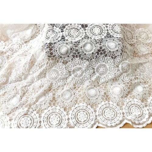 3Y/lot Off White embroidery fabric flowers hollow clothing home textile dress sweater decoration diy handmade cloth