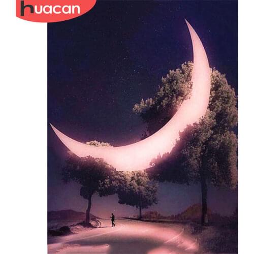 HUACAN 5d Diamond Painting Moon Handicraft Mosaic Landscape DIY Diamond Embroidery Cross Stitch Tree Home Decor Craft Kit