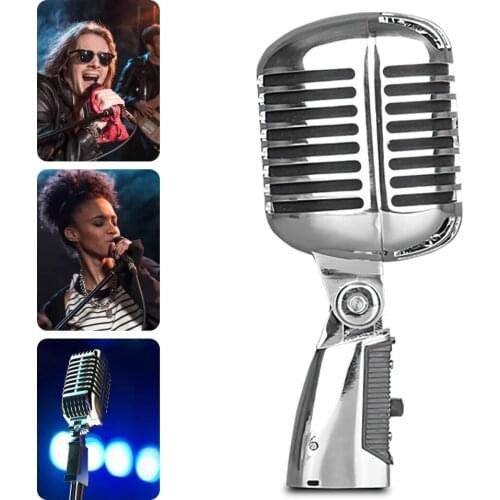Wireless Dynamic Microphone Retro Nostalgic Mic 50-15KHz Classical Cardioid for Broadcast Theater Stage Recording Desktop Speech