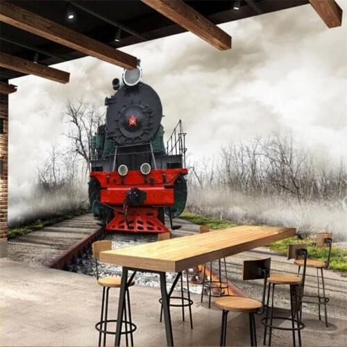 Beibehang Customized large murals fashion home improvement retro train living room bedroom wall wallpaper papel de parede