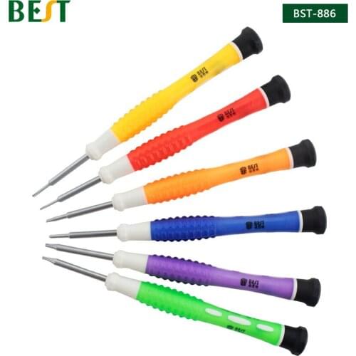 BST-886 6PCS/LOT Phone Repair Screwdriver with Magnetic For iPhone Samsung Ipad Cr-V Material Bits 0.8/1.2/T6/T5/-2.0/+1.5