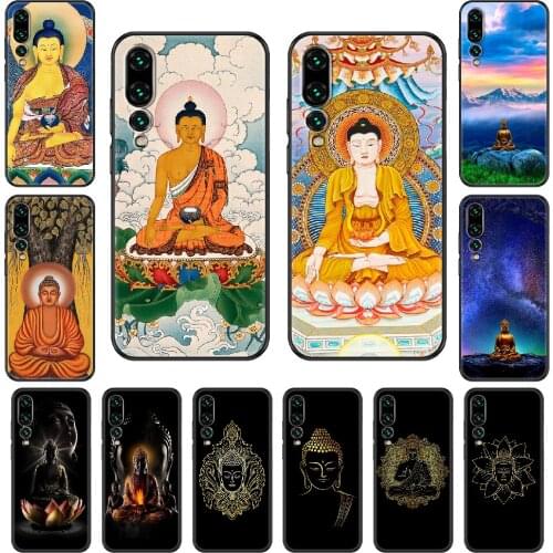 Art Shakyamuni Buddha Phone case For Huawei P 8 10 20 30 Smart Plus 2019 Z Lite Pro 2017 2019 black painting shell soft