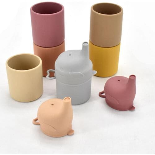 Baby Portable Drinkware Food Storage Snacks Cup Silicone Cup Water Cups Snack Cup Learning Drinking Baby Bottle With Cute Lid
