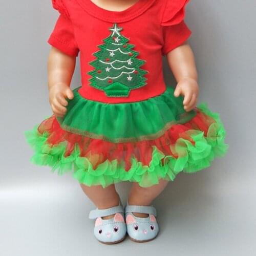 For 43cm Baby Doll Christmas Dress with Hair Band for 18 Inch Girl Doll Dress Baby Girl Gifts