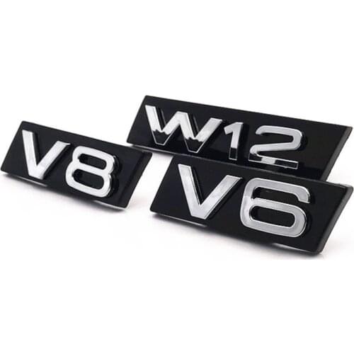 For Audi A4 A3 A6 A7 A8 AA Q3 Car Grille V6 V8 W12 Emblem Logo Sticker Badge Symbol Decal Nameplate