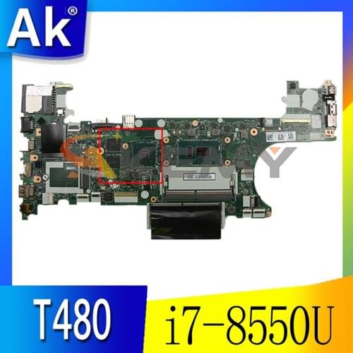 For ThinkPad T480 laptop motherboard ET480 NM-B501 W/ CPU i7-8550U MX150 GPU FRU 01YR334 01YR335 01YR367 Mainboard