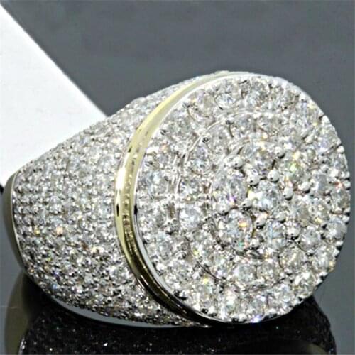 European and American Full Crystal Micro-Inlaid Zircon Mens Ring Party Wedding Jewelry Accessories Korean Size 6-10
