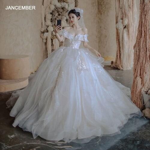 HLF57 Hot Sale Wedding Dresses Princess Lace Bow Off Shoulder Short Sleeve Lace Up Back Bridal Dress платье на свадьбу