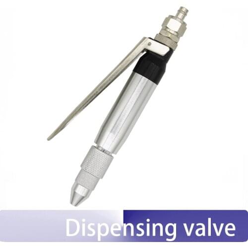 Handheld double-acting cylinder fluid dispensing needle valve used for processing low viscosity liquids