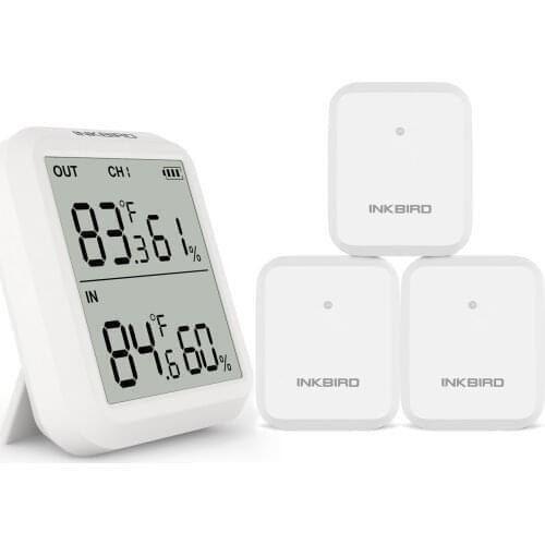 Inkbird ITH-20R Wireless Remote Sensor Digital Temperature&Humidity Monitor Indoor&Outdoor With External Probe 3 Transmitter