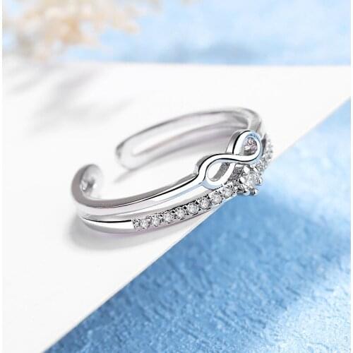 925 Sterling Silver Bowknot Finger Rings for Women Adjustable Opening Multilayer Jewelry Student Trendy Femme Minimalist Anel