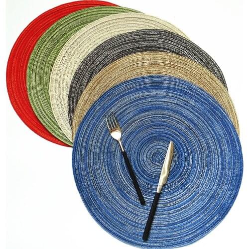 1PCS Coaster Table Mat Ramie Insulation Pad Solid Round Design Placemats Linen Non Slip Kitchen Accessories