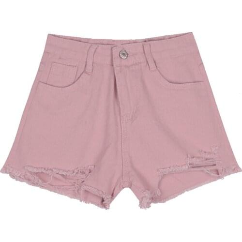 ZG1212 2020 Summer new women vintage frayed hole high-waisted denim shorts schoolgirl straight shorts cheap wholesale