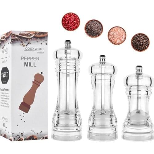 4/5/6 inch Salt Pepper Mill Grinder Manual Pepper Grinder Salt Spices Mill Shaker Transparent Grinding Kitchen Gadgets