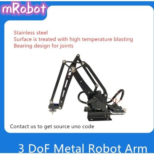 3 DOF Metal Robot Arm Mechanical Arm for Raspberry pie Mechanical Hand Manipulator Robot Stainless Steel Robot Arm