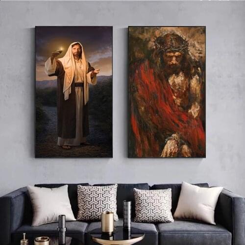 Hd Printed Pictures Wall Artwork Watercolor 1 Pieces Jesus Christ Modular Poster Canvas Painting for Living Room Home Decoration