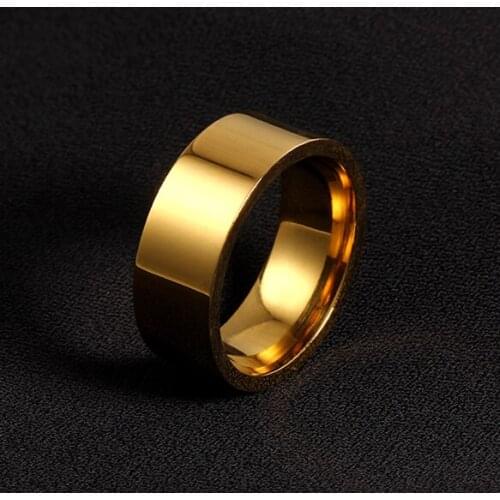 MANGOSKY 8mm Gold Color Stainless Steel Rings For Men and Woman Wholesale