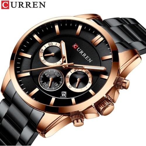 CURREN Military Watch Men Fashion Casual Style Quartz Stainless Steel Wristwatch With Chronograph Auto Date Relogio Masculino