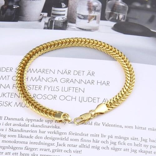 Fashion Men Chain Bracelet Hip Hop Rock Chain Gold Color Unisex Hand Charms Trendy Punk Jewelry Accessories For Women Men