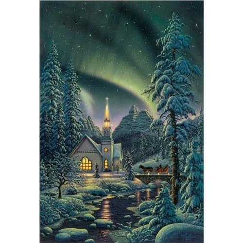 Winter Night Forest Cross Stitch Kits 14CT Unprinted 11CT Print Crafts For Embroidered Handmade Arts Counted Set Wall Home Decor