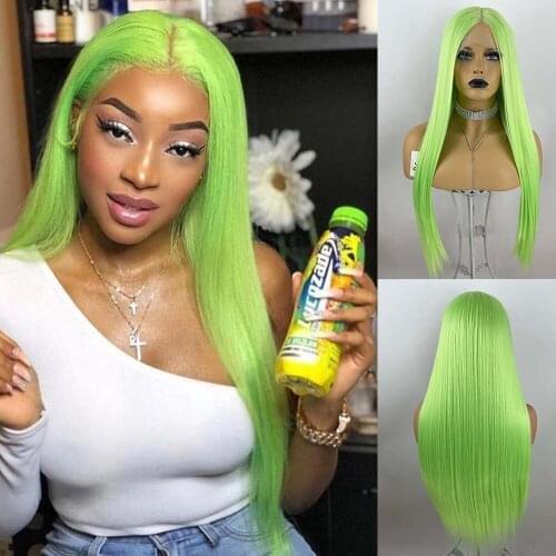 Neon Green Wigs for Women Hot Green Synthetic Wigs Long Straight Synthetic Wig Mint Green Wig Glueless Heat Resistant Fiber Hair