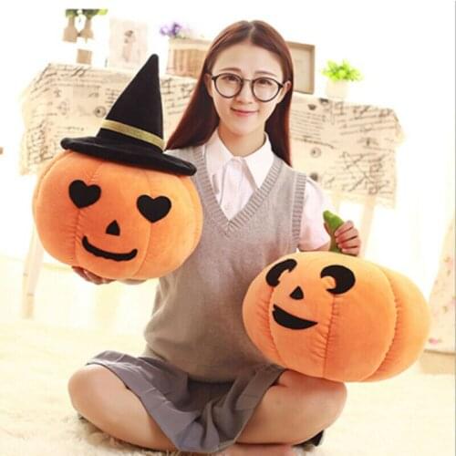 New Cute Soft Plush Stuffed Pumpkin Throw Pillow Cover Cushion Case 3D Small Cushion Home Happy Halloween Decor