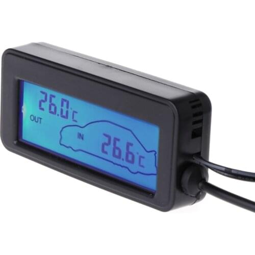 New Mini Digital Car LCD Display Indoor Outdoor Thermometer 12V Vehicles 1.5m Cable Sensor