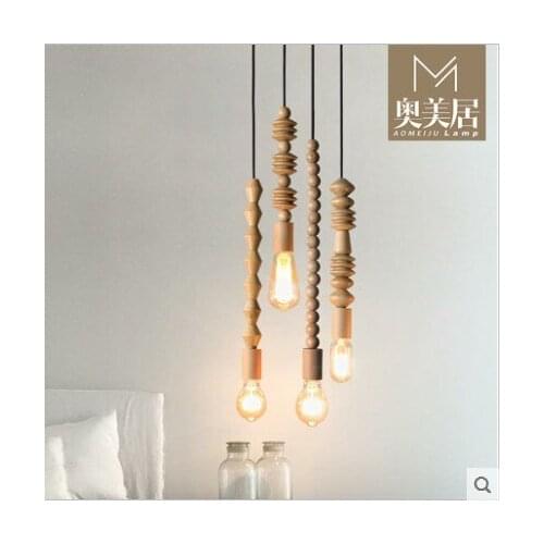 Originality Raw Wood Loft Continuous System Rural Originality Woodiness A Chandelier Café Solid Wood Bar Wooden A Chandelier