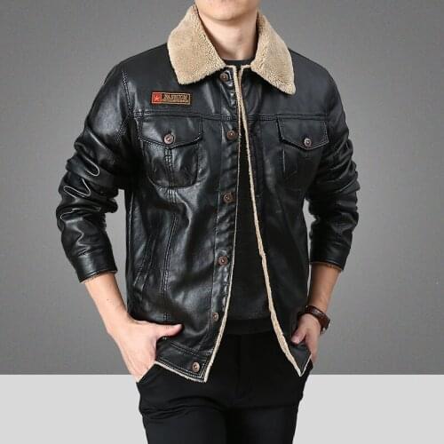 Autumn Winter Outdoor Men Casual PU Leather Plus Velvet Warm Padded Jackets Large Size Trekking Motorcycle Clothing Slim Coat
