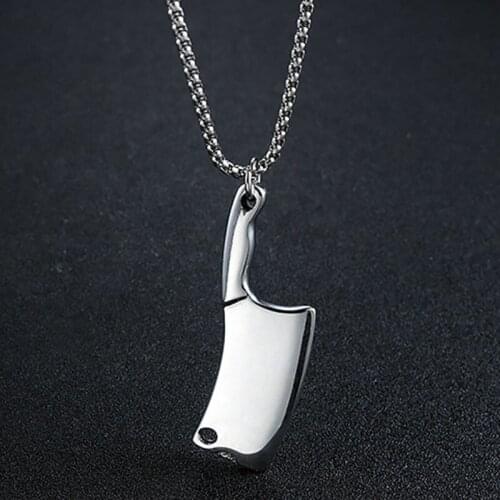 Men Necklace Stainless Steel Hip Hop Punk Toy Knife Accessories Small Pendant Chain Necklace Man Accessories Jewelry on The Neck