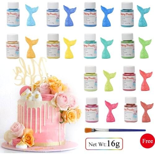 Edible Glitter Gold Powder Multi-color Cake Decorating Flash Food Biscuit Mousse Cake Macaron Chocolate Baking Color Dust 16g