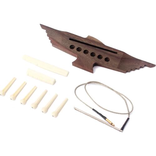 6 Strings Saddle Rosewood Thru Durable Bridge for Folk Acoustic Guitar