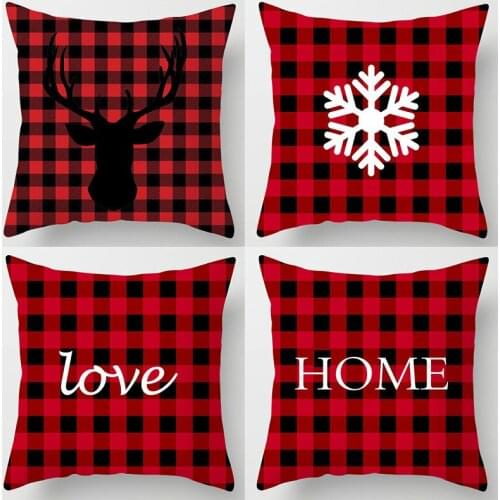 Christmas Cushion Cover Flower Bird Cotton Linen Sofa Pillow Covers Home Decor Merry Christmas 45x45cm Wreath Tree Pillowcase