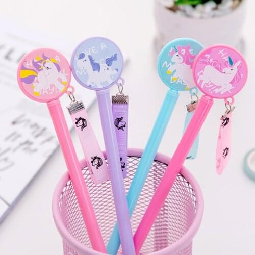 4Pcs Korean Unicorn Ribbon Gel Pen Kawaii Cartoon Colored Pen for Girls Gift Lovely Thing Cute Office Stationery School Supplies