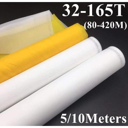 5/10 Meters 32T-165T Silk Screen Printing Mesh 120CM Width 80-420M White Polyester Screen Printing Mesh Fabric Tool Parts