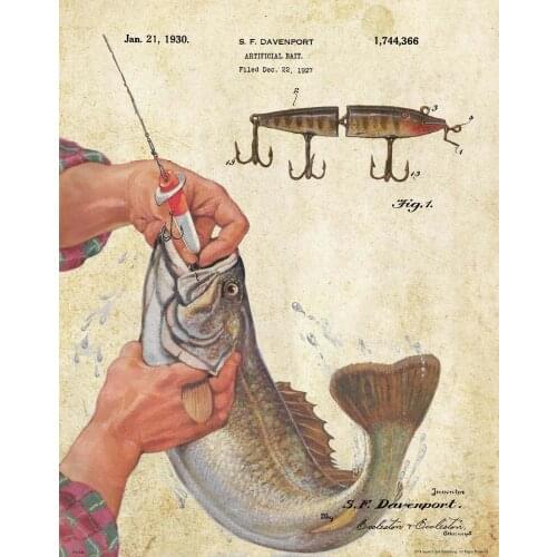 Vintage Creek Chub Fishing Art print Silk poster Home Wall Decor