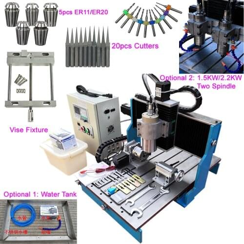 DSP Control System 4 Axis CNC Router 6040 Support Two Spindle 1.5KW 2.2KW Linear Guide Rail Offline Engraving Cutting Machine