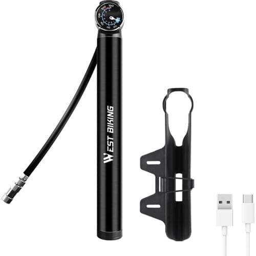 Foldable 120PSI High Pressure Bike Air Pump Portable Inflator Lightweight and Portable USB Rechargeable Wide Application