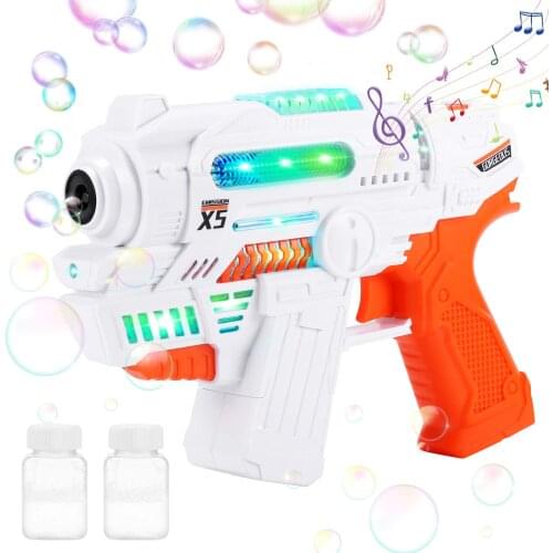 Summer Funny Magic Bubble Blower Machine Electric Automatic Bubble Maker Gun Kids Outdoor Toys Light Sound Toy Wedding Supplies