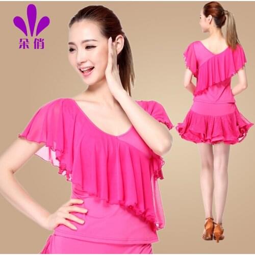 Lady Short Sleeved Dance Shirt Plus Size Women Square Dance Shirt Short Sleeve Female Latin Dance Clothing Promotion B-4344