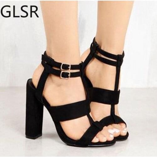 2021 Summer Ladies Explosions Suede Sandals Womens Super High Heel Thick With Large Size 43 Casual Shoes Zapatos De Mujer