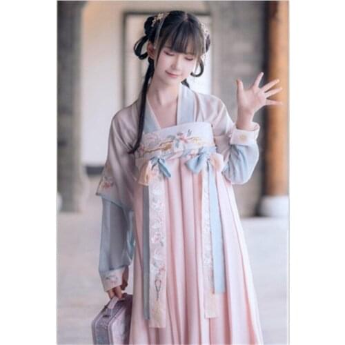 Women Ancient Hanfu Dress Embroidery Chinese Traditional Fairy Princess Dresses Folk Dance Stage Performance Costume Outfits