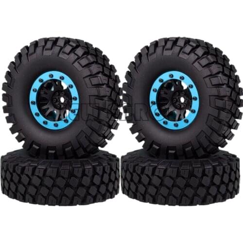 1.9" 4P Nylon Wheel Rim Hub Metal Beadlock & 112mm Rubber RC Tires For RC Car Rock Crawler Axial SCX10 Traxxas TRX4 Jimny Tamiya