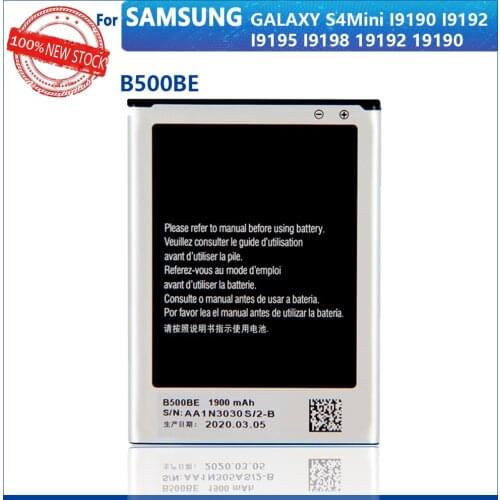 100% Original 1900mAh B500BE Battery For Samsung GALAXY S4 Mini I9190 I9192 I9195 I9198 S4Mini 3pins Mobile Phone Batteries