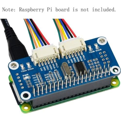 2-Channel UART Serial Port Module HAT GPIO I/O Expansion Board Starter Kit for Raspberry Pi 3 4 Zero W H ，I2C Interface