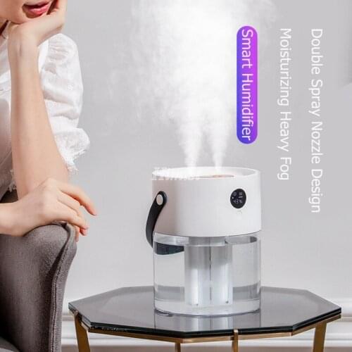 2L Large Capacity Wireless Air Humidifier Dual-Nozzle Sprayer Mist Maker Essential Oil Diffuser with Night Light for Home Office