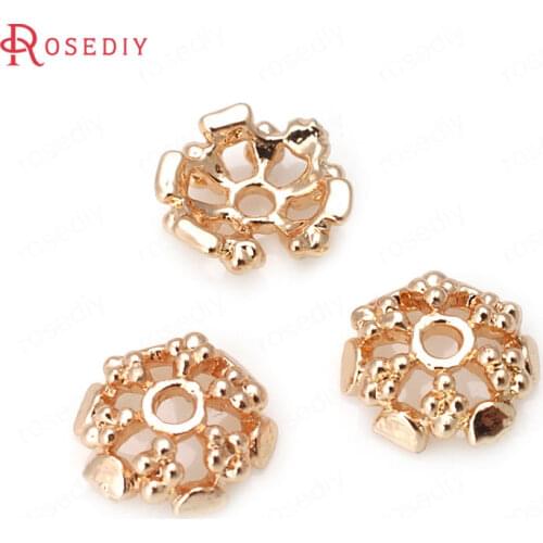 31892)20PCS 7.5MM 24K Champagne Gold Color Plated Brass Beads Caps High Quality Diy Jewelry Findings Accessories wholesale