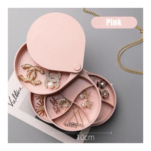 4 Layers Rotatable Jewelry Storage Boxs Container Case Earring Necklace Simple Girl Plate Jewelry Organizer Birthday Gift