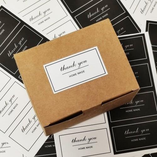 40-120 Pcs Black White Thank You Stickers 5x2.5CM HOMEMADE Sticker Labels for Small Business Hand Workshop Decoration Seal Label